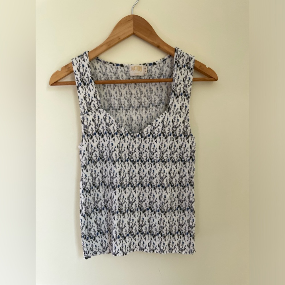 Nation LTD Bella Smocked Tank Top Medium Cottagecore Floral